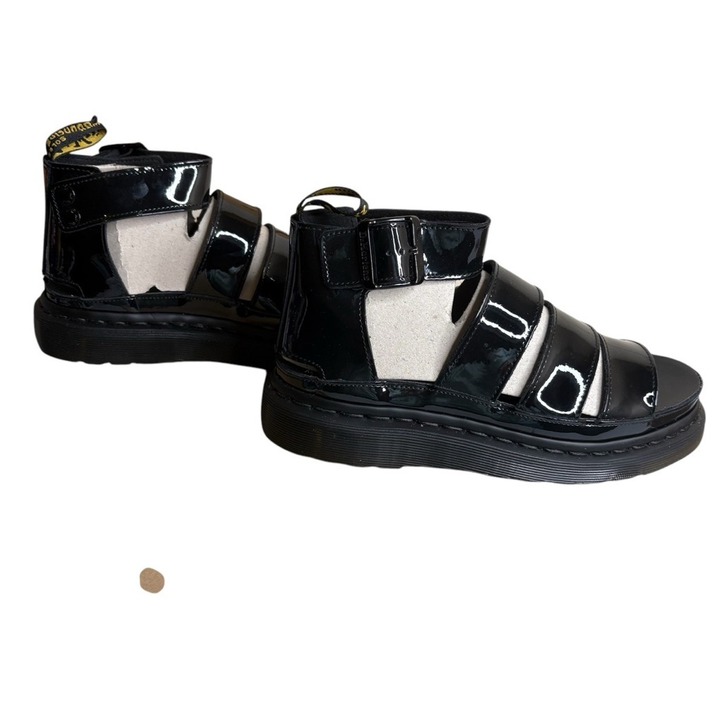 Dr Martens Women sz 7 Black Clarissa II Patent Leather Strap Sandals New in Box - Picture 6 of 14